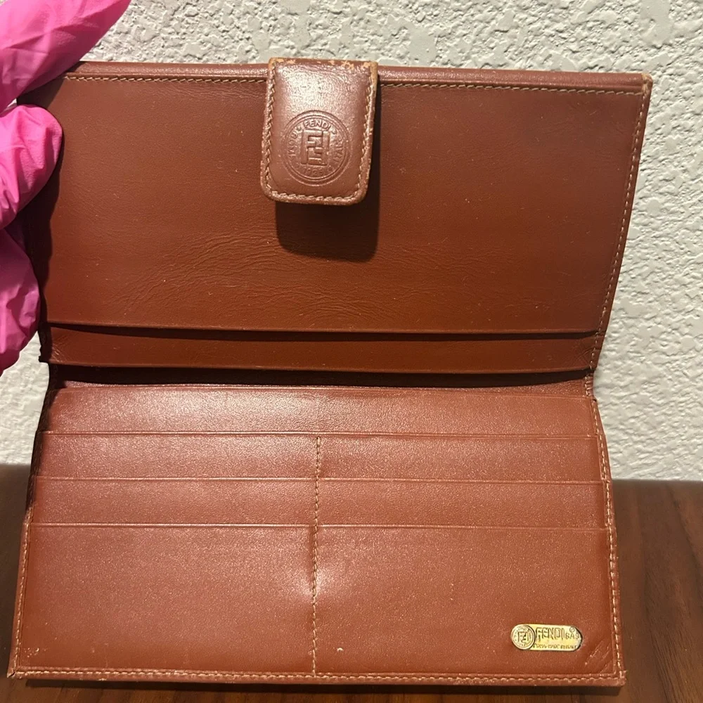 Fendi Brown & Black Pequin Stripe Long Wallet